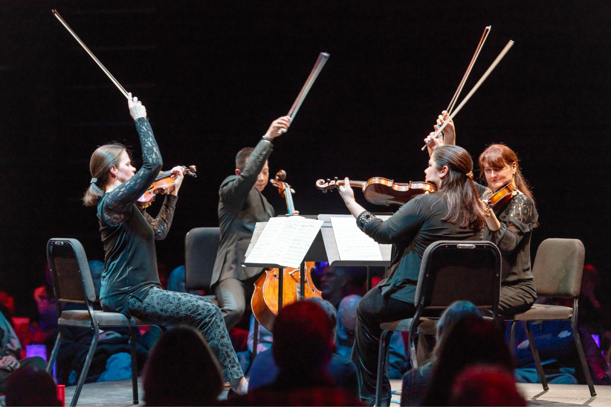 String quartet performing