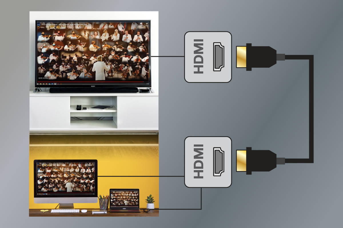 Plug your computer into your TV with an HDMI cable