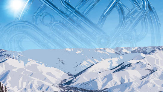 Horn in the sky of a winter scene