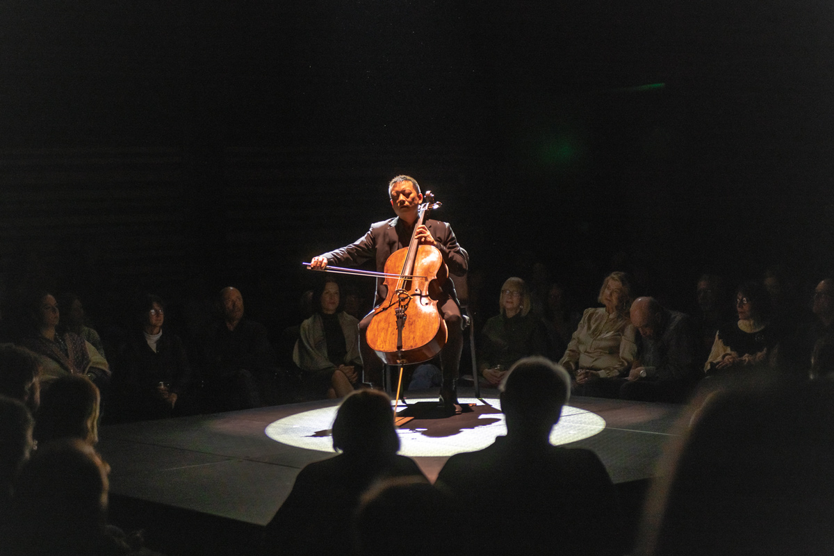 cellist performing