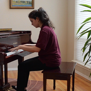 Student pianist performing