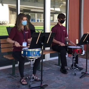 Student percussionists performing