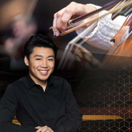 George Li y los músicos de la orquesta
